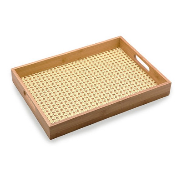 Encontraproduto.com.br - Bandeja De Bambu Com Palha Retangular 48cm