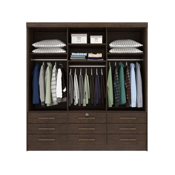 Encontraproduto.com.br - Roupeiro 3 Portas E 9 Gavetas Chicago Cinamomo