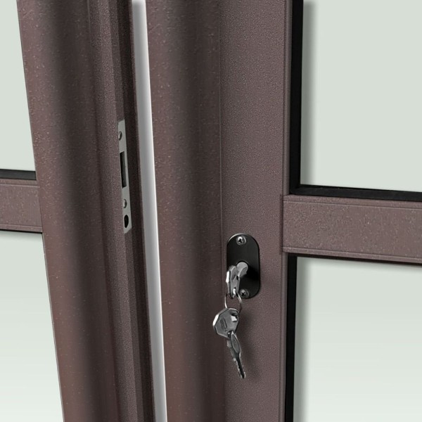 Encontraproduto.com.br - Porta De Correr Com Travessas 4 Folhas Moveis 210 X 240 Elite Com Fechadura Tetra Vidro Liso Corten