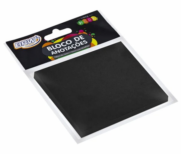 Encontraproduto.com.br - Bloco Adesivo 76x76 Preto 50 Folhas - Brw