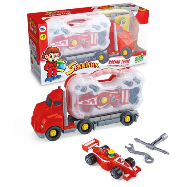 Encontraproduto.com.br - Conjunto - Racing Team - Senninha - Com Carrinho - Pakitoys