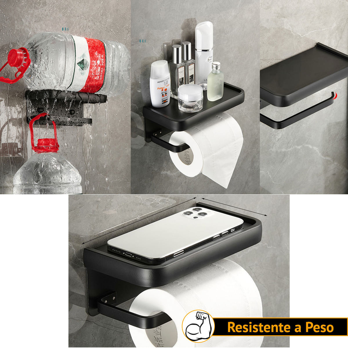 Encontraproduto.com.br - Suporte Porta Papel Higiênico Parede C/ Base Dupla Fixação