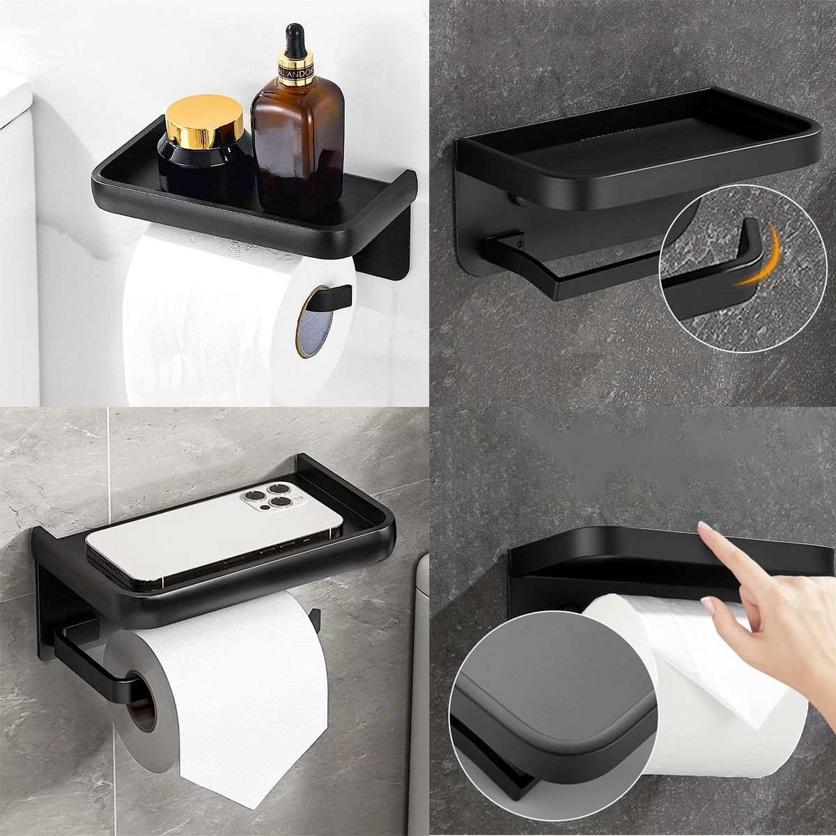 Encontraproduto.com.br - Suporte Porta Papel Higiênico Parede C/ Base Dupla Fixação