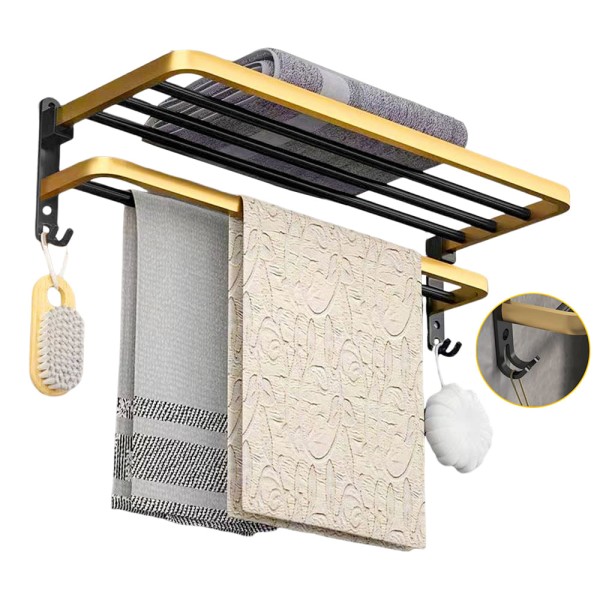 Suporte Porta Toalha Toalheiro P/ Banheiro Duplo Parede 50cm
