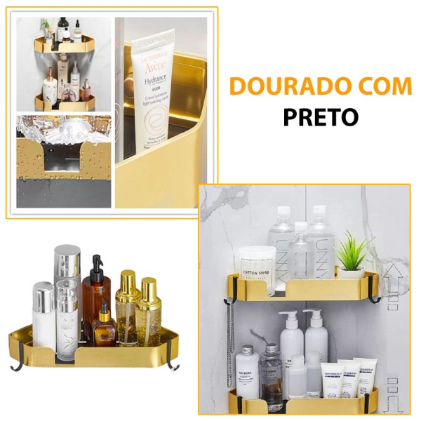 Encontraproduto.com.br - Suporte Duplo Alumínio Canto Porta Utensílio Multiuso