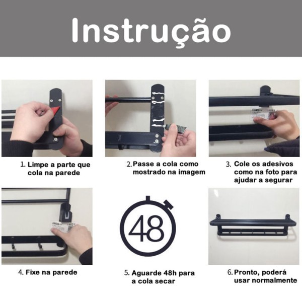 Encontraproduto.com.br - Suporte Duplo Alumínio Canto Porta Utensílio Multiuso