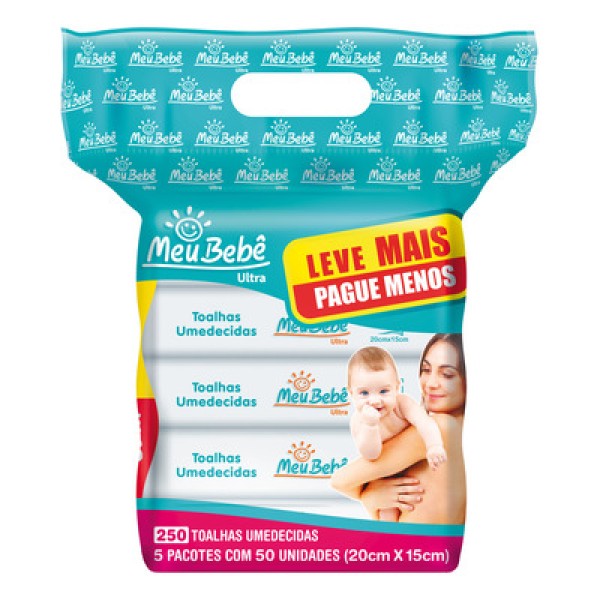 Toalhas Umedecidas Meu Bebê Ultra com 5 Lv+ Pg- 250un