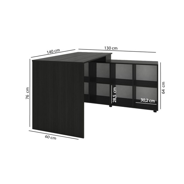 Encontraproduto.com.br - Mesa de Escritório em L com 8 Nichos - Preto