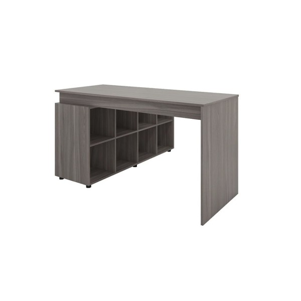 Encontraproduto.com.br - Mesa de Escritório em L com 8 Nichos Carvalho