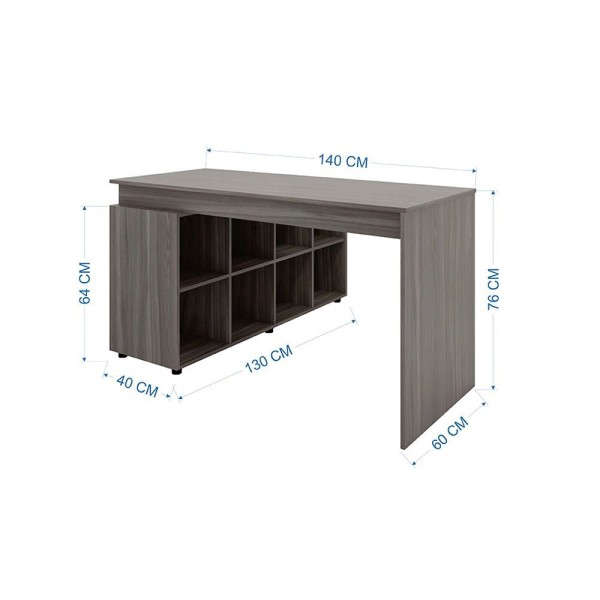 Encontraproduto.com.br - Mesa de Escritório em L com 8 Nichos Carvalho
