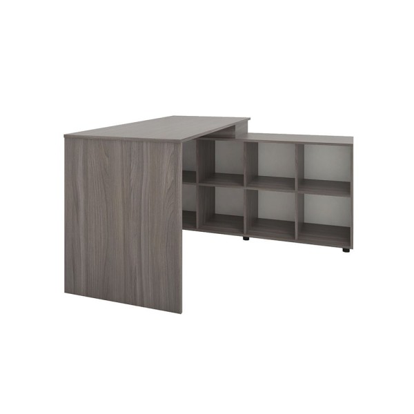 Encontraproduto.com.br - Mesa de Escritório em L com 8 Nichos Carvalho