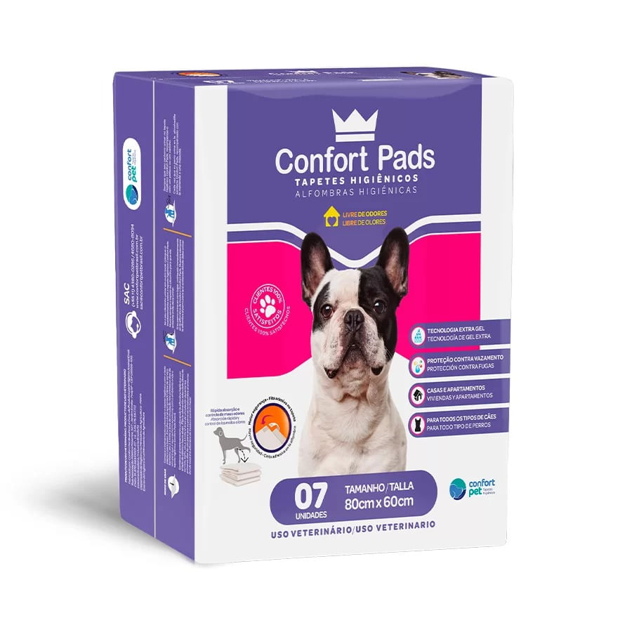 Tapete Higiênico Confort Pads para Cães 80x60cm