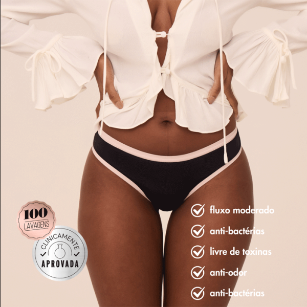 Encontraproduto.com.br - Calcinha Absorvente Pantys Comfy – Preto e Rosa