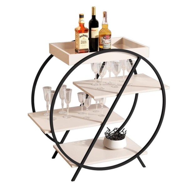 Encontraproduto.com.br - Aparador Adega Bar Com Bandeja Espelhada Off White