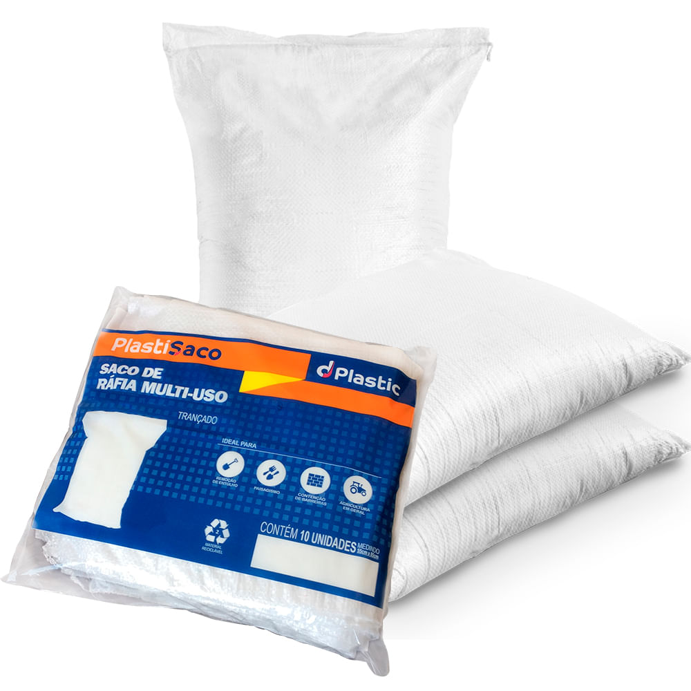 Encontraproduto.com.br - Saco de Ráfia para Construção com 10 Unidades PlastiSaco 55x85CM - Dplastic