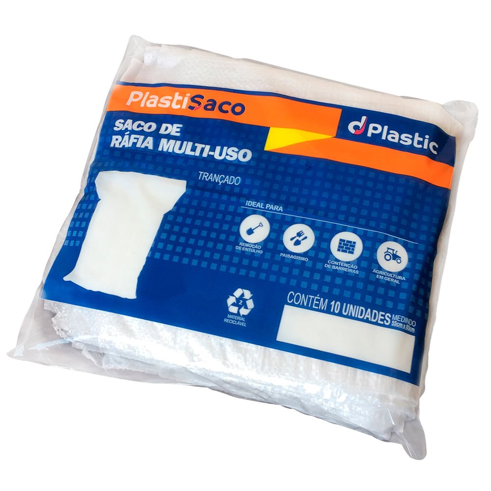 Encontraproduto.com.br - Saco de Ráfia para Construção com 10 Unidades PlastiSaco 60x90CM - Dplastic