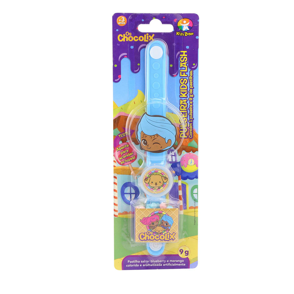Encontraproduto.com.br - Pulseira Kids Flash Chocolix com Doce Rosa Kids Zone