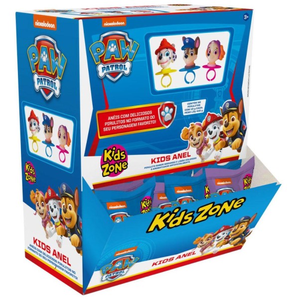 Encontraproduto.com.br - Pirulito Kids Anel Patrulha Canina Display Com 32 Unidades