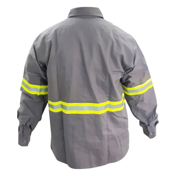 Encontraproduto.com.br - Camisa de Segurança Maicol NR10 Faixa Refletiva M Cinza