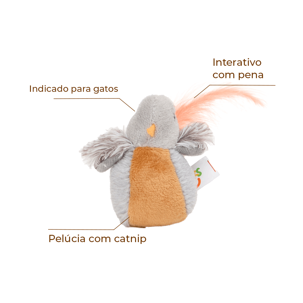 Encontraproduto.com.br - Brinquedo Pelúcia Pássaro com Catnip Flicks