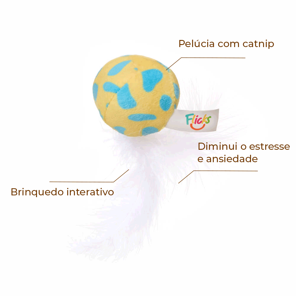 Encontraproduto.com.br - Brinquedo Pelúcia Bola com Catnip Flicks