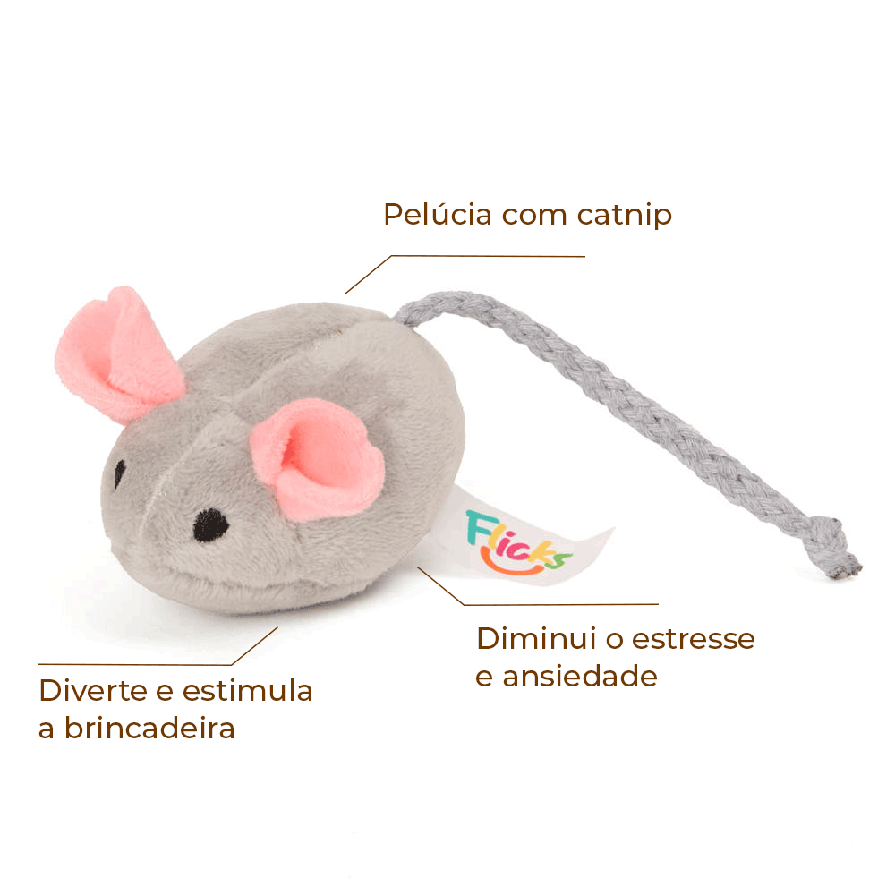 Encontraproduto.com.br - Brinquedo Pelúcia Rato com Catnip Flicks