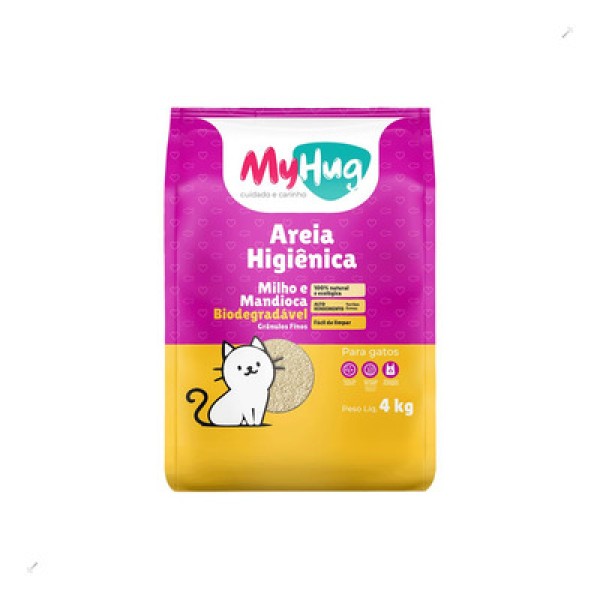 Encontraproduto.com.br - Areia Higiênica MyHug Biodegradável Grânulos Finos