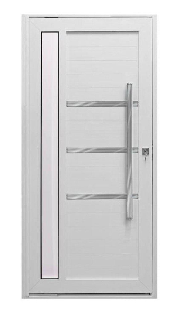 Encontraproduto.com.br - Porta pivotante c/visor e friso lambril Branco 