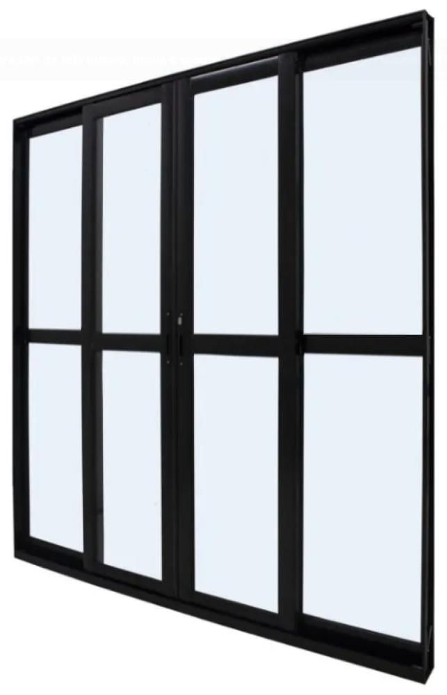 Encontraproduto.com.br - Porta de alumínio 04F preto fechadura click maxx - 210x200m