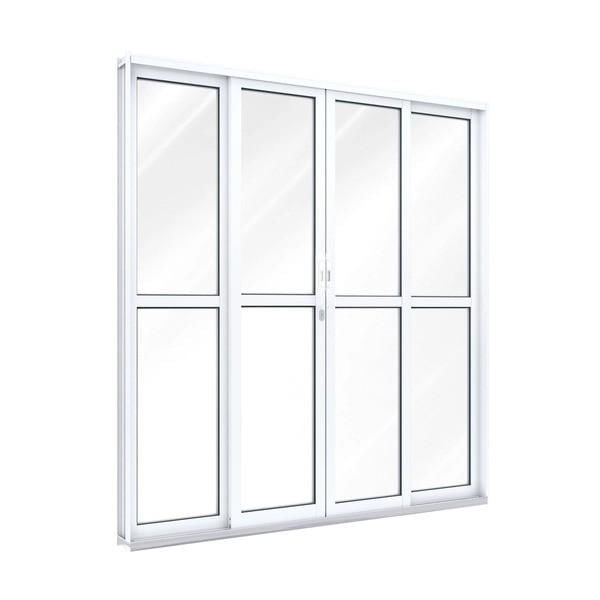 Encontraproduto.com.br - Porta de alumínio 04F branco fechadura click maxx - 210x220