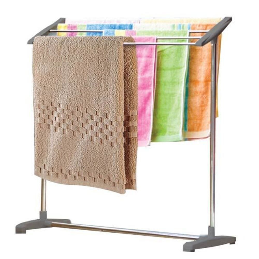 Encontraproduto.com.br - Secador De Roupas Para Varanda Lavanderia Quintal Varal De Chao Toalheiro Portatil Em Inox Rack