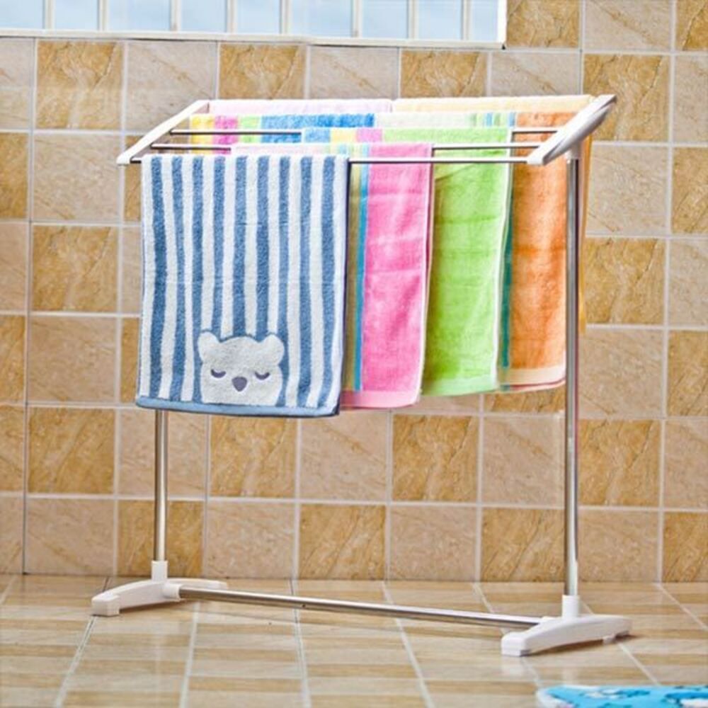 Encontraproduto.com.br - Secador De Roupas Para Varanda Lavanderia Quintal Varal De Chao Toalheiro Portatil Em Inox Rack