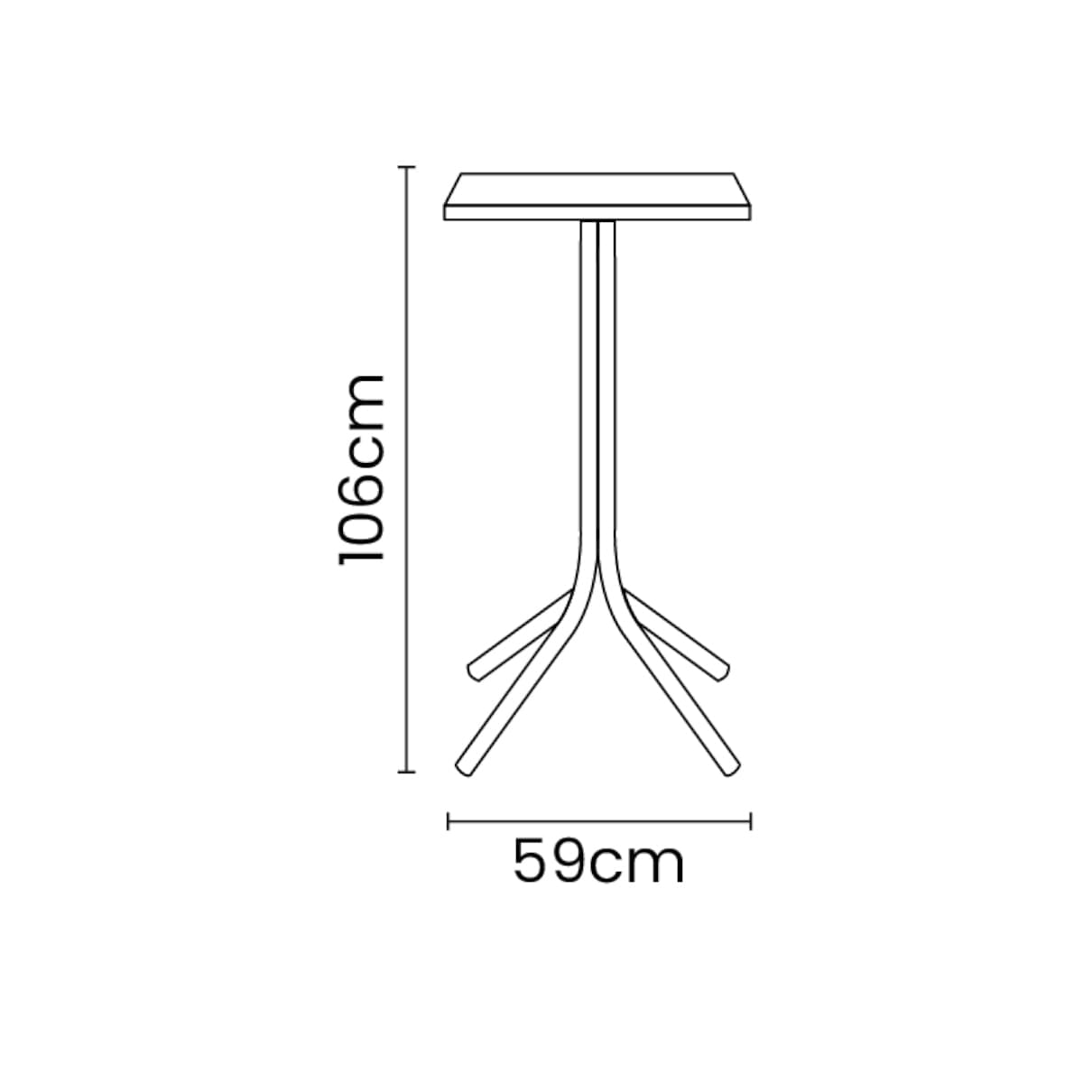 Encontraproduto.com.br - Mesa Quadrada Tramontina Sigma Alta em Polipropileno Vermelho com Base em Aço Carbono