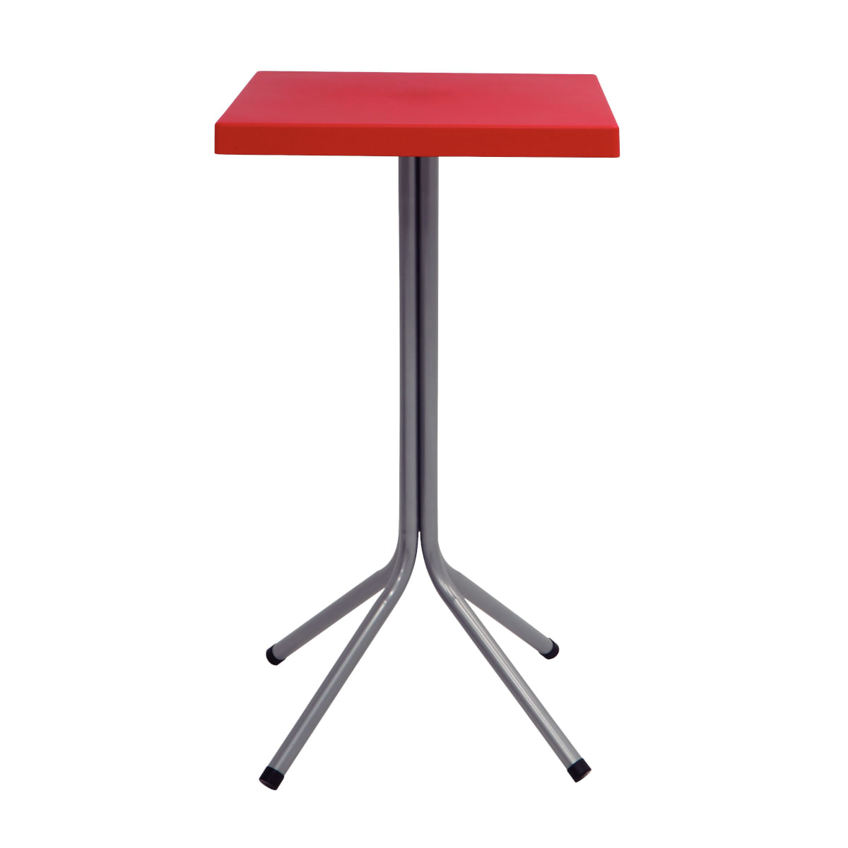 Encontraproduto.com.br - Mesa Quadrada Tramontina Sigma Alta em Polipropileno Vermelho com Base em Aço Carbono