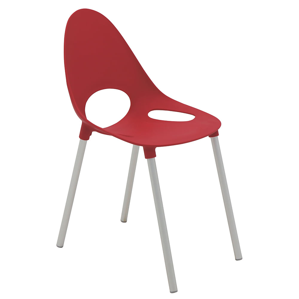 Encontraproduto.com.br - Cadeira Tramontina Elisa Summa Em Polipropileno Vermelho Com Pernas De Alumínio Anodizado Tramontina