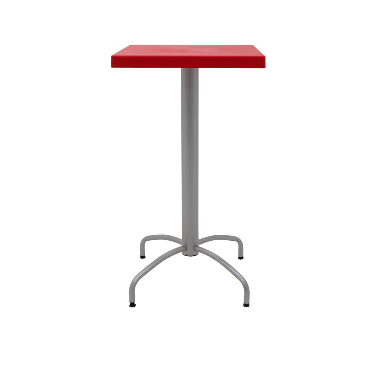 Encontraproduto.com.br - Mesa Quadrada Tramontina Gama 59 cm Alta em Polipropileno Vermelho com Base em Aço Carbono