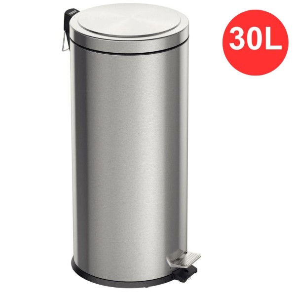 Lixeira Inox 30 Litros Redonda com Pedal e Balde Tramontina Brasil com Acabamento Scotch Brite