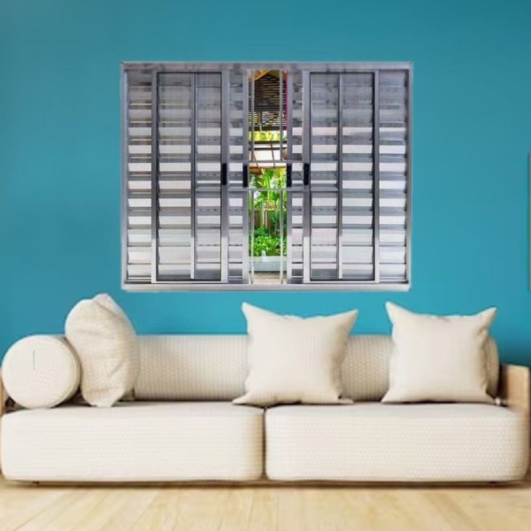 Encontraproduto.com.br - Janela Veneziana De Alumínio 6 Folhas 100 X 100cm Linha Modular Com Grade Brilhante