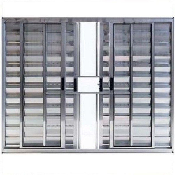 Encontraproduto.com.br - Janela Veneziana De Alumínio 6 Folhas 100 X 100cm Linha Modular Com Grade Brilhante