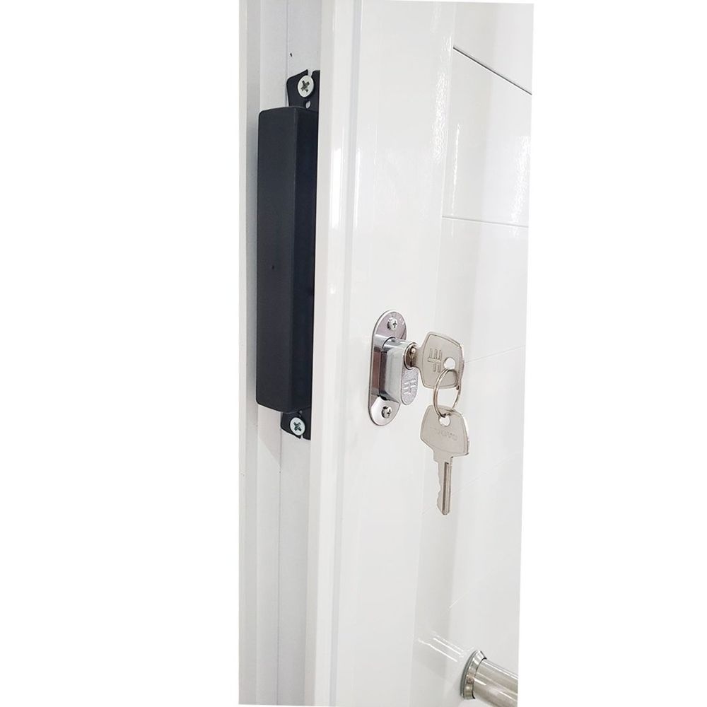 Encontraproduto.com.br - Porta Lambril De Alumínio Direita 210 X 80cm Com Visor Linha Veneza Esquadrias Bergamo Branco