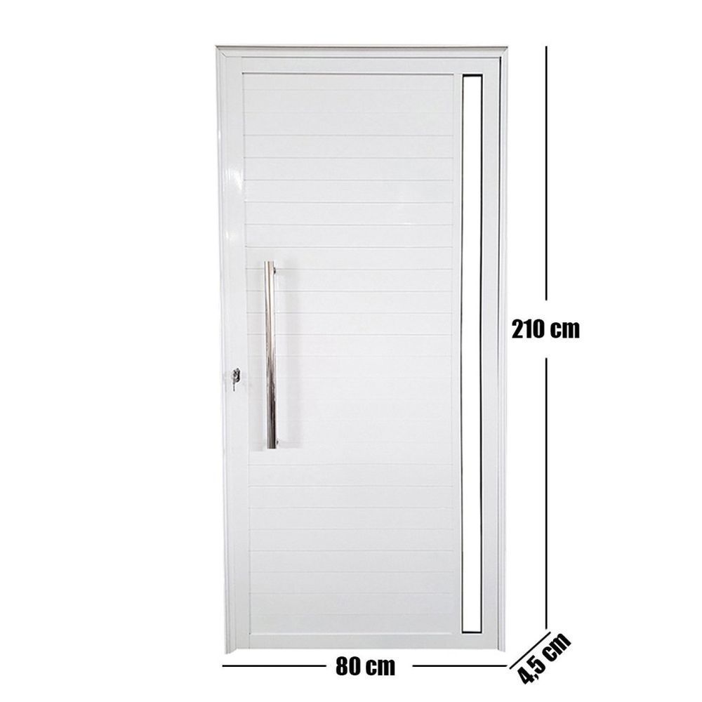 Encontraproduto.com.br - Porta Lambril De Alumínio Direita 210 X 80cm Com Visor Linha Veneza Esquadrias Bergamo Branco