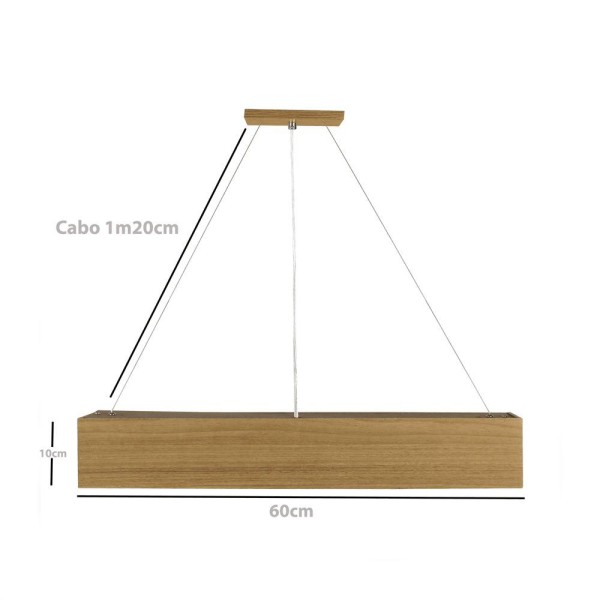 Encontraproduto.com.br - Pendente Adrilustres Wood Retangular T8 64cm 2xG13
