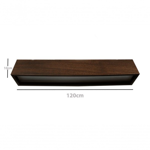 Encontraproduto.com.br - Plafon Wood Retângular 120x10cm - 01 Luz G12 Cor:imbuia