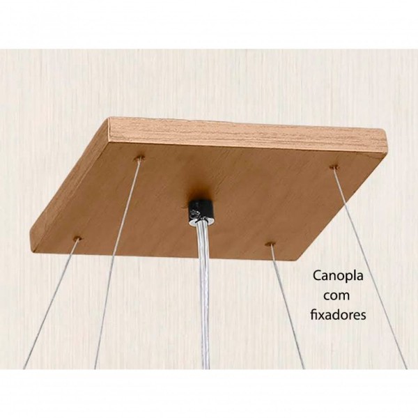 Encontraproduto.com.br - Pendente Adrilustres Wood Quadrado Ripado 40cm 4xE27