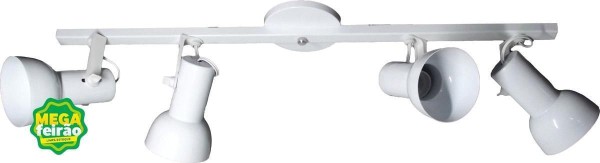 Encontraproduto.com.br - Luminária Trilho de Spot 4 Lâmpadas Caneca 60W Alumínio/ Polipropileno Luz Vita Branco Bivolt