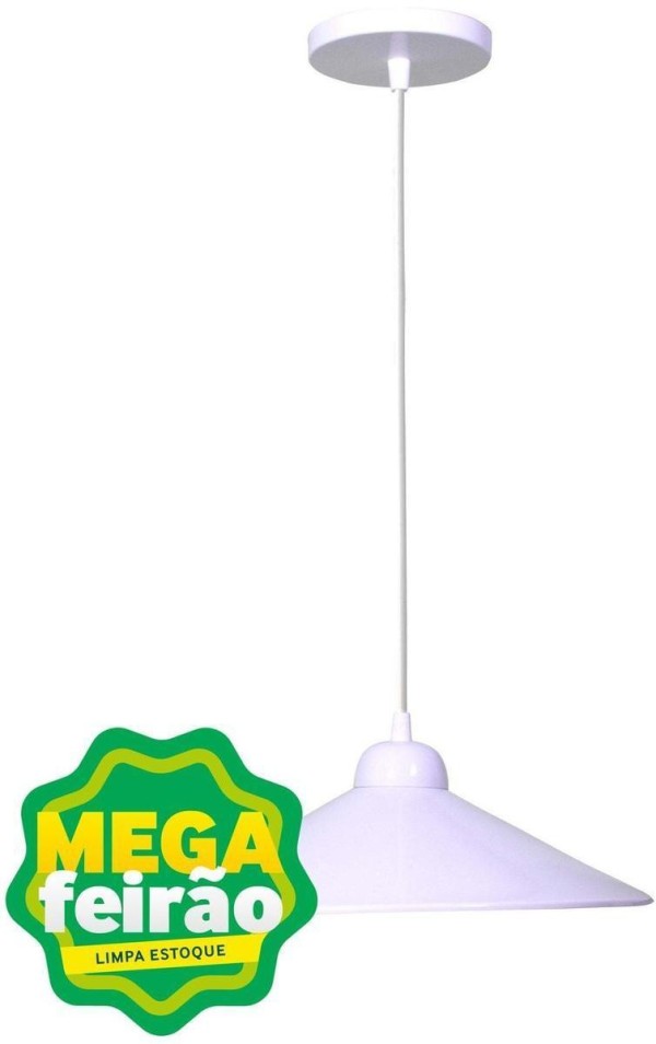 Encontraproduto.com.br - Pendente 1 Lâmpada Chapéu Pq Teto 60W Alumínio Luz Vita 10107715 Branco Bivolt