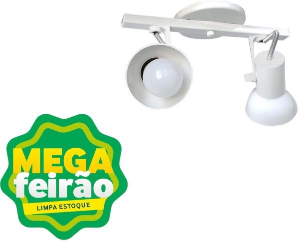 Encontraproduto.com.br - Luminária Trilho de Spot 2 Lâmpadas 60W Polipropileno Luz Vita Branco Bivolt