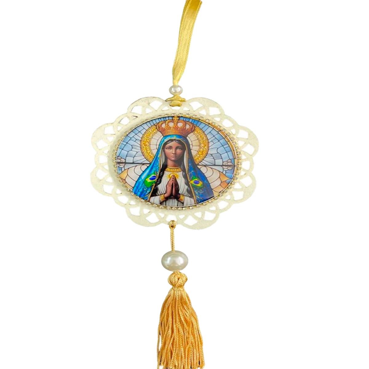 Mandala Santorine Nossa Senhora Aparecida Dourada com Strass (MP)