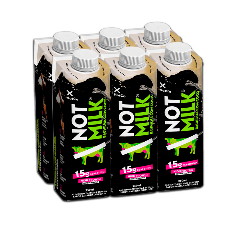 Bebida Vegetal High Protein Pasta de Baunilha com Coco NotCo Pack com 6 Unidades de 250ml Cada