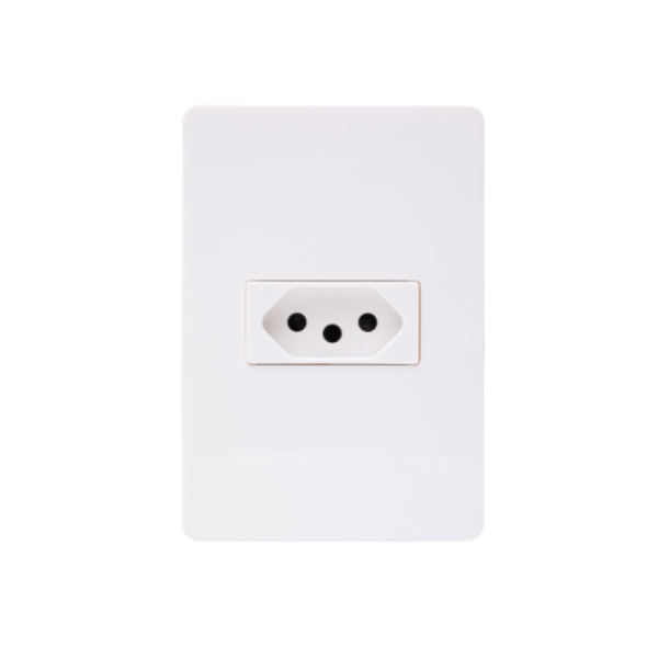 Conjunto Montado Tomada 2P+T 10A-250V Pb Com Placa Branco Unno ABB